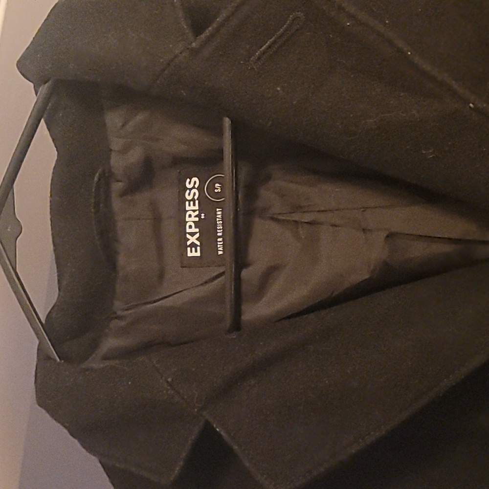 Express Men's Black Wool Blend Top Waist Length Coat Size Small - Picture 3 of 7